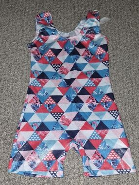 Girls Gymnastics Or Dance One-Piece Romper - Pink, Blue & Navy